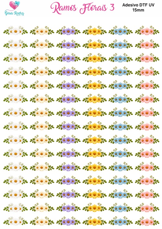 Adesivos Ramos Florais Dtf UV - Imagem 3