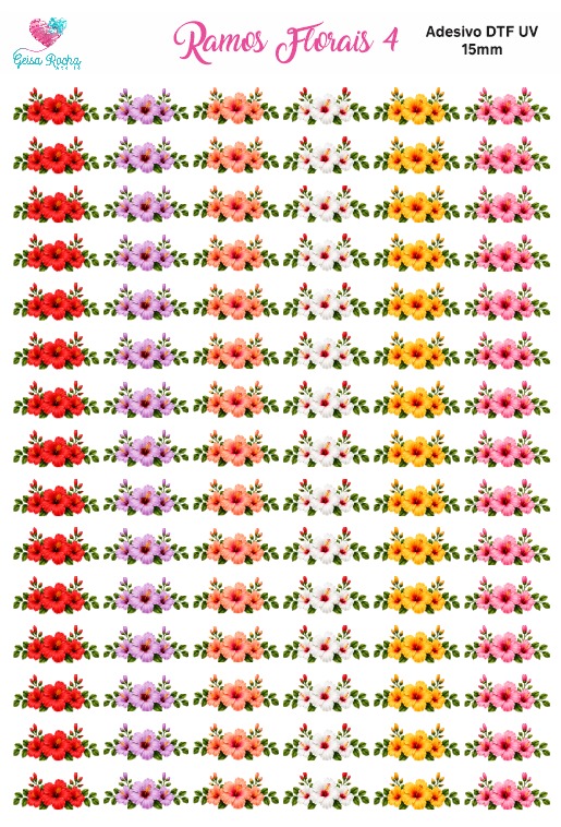 Adesivos Ramos Florais Dtf UV - Imagem 4