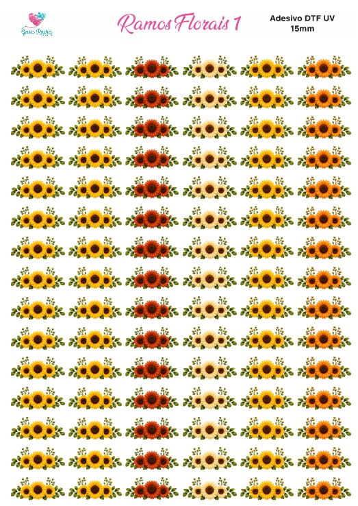 Adesivos Ramos Florais Dtf UV