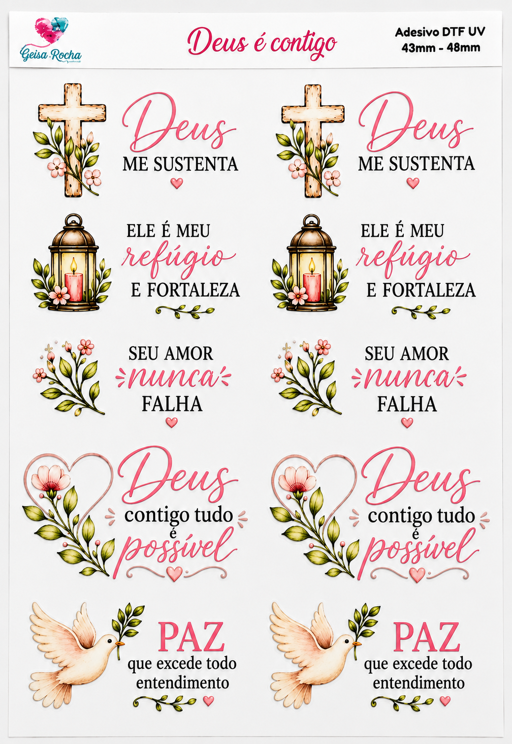 Adesivos Deus É Contigo Dtf UV
