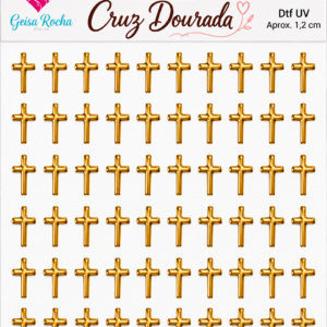 Adesivos Cruz Dourada DTF UV